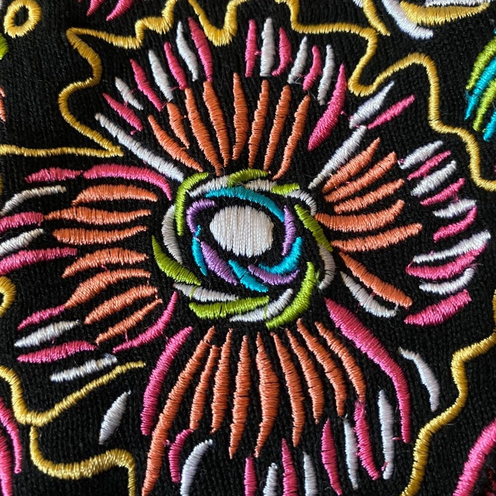 Bob Mackie Wearable Art long sleeve shirt embroidered flowers bright colors S - Picture 7 of 8